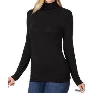 NEW ZENANA luxe rayon turtleneck top in black